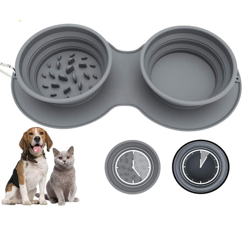 Foldable Slow Feeder Dog Bowl with Lick Pad