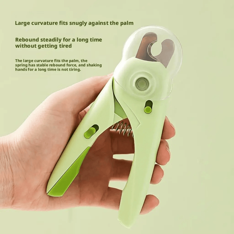 Pet Nail Clippers with Suction Cup, Green Plastic Dog & Cat Grooming Tool with Safety Guard to Prevent Overcutting, Extra-Sharp Blades for Thick Nails