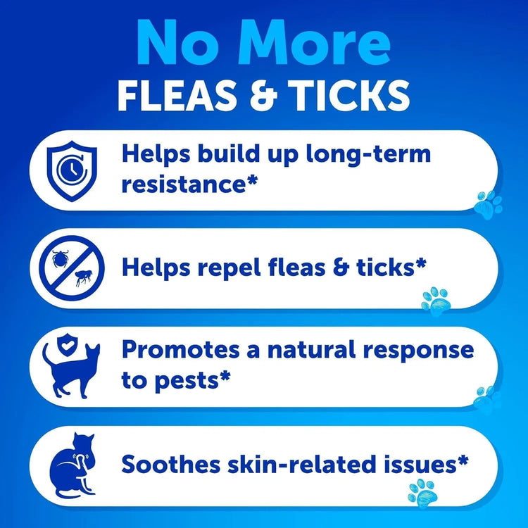 Flea Treatment For Cats Natural Flea And Tick Prevention Supplement For Cats Kittens Chewable Daily Oral Pills With Vitamins 135 Soft Chews Skin & Coat Dental Treats Digestion