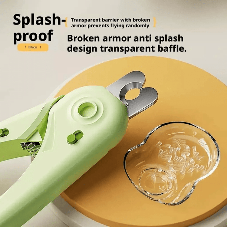 Pet Nail Clippers with Suction Cup, Green Plastic Dog & Cat Grooming Tool with Safety Guard to Prevent Overcutting, Extra-Sharp Blades for Thick Nails