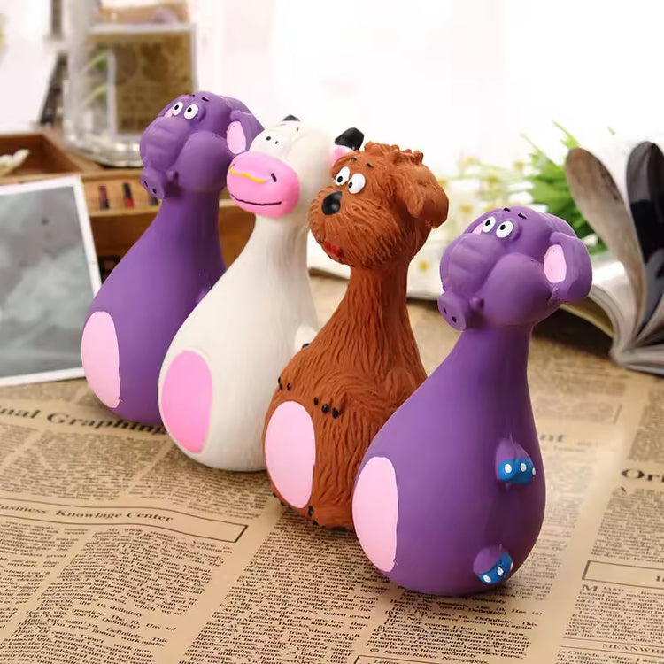 Colorful dog-shaped pet toys for interactive play and chewing, perfect for puppies and dogs