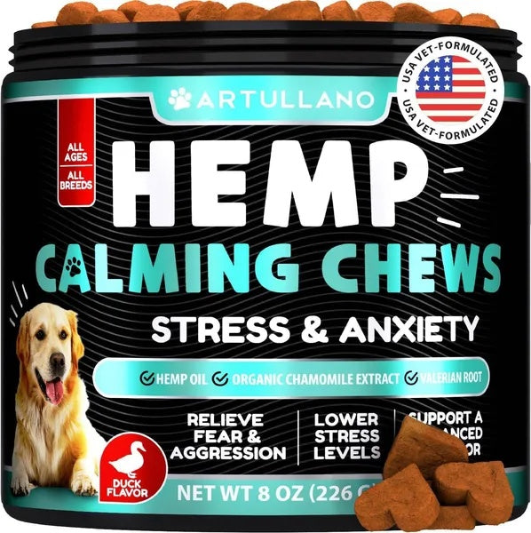 Hemp Calming Chews for Dogs - Stress & Anxiety Relief with Duck Flavor