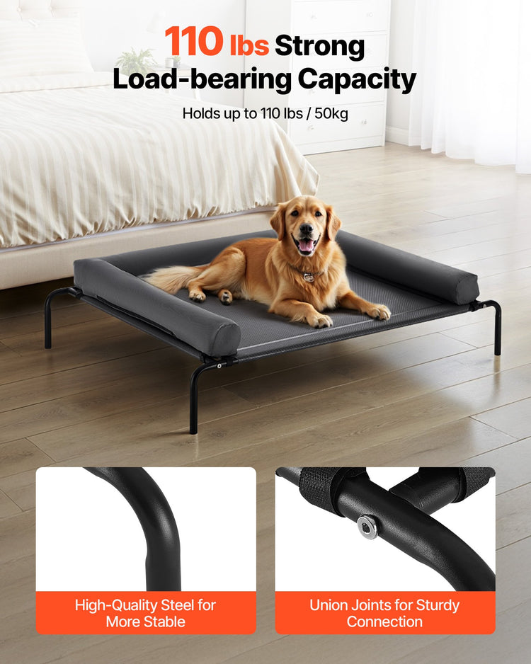 Elevated Dog Bed For Large Dog Portable Raised Dog Cot With Pillow XL Gray
