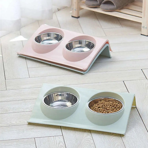 Stainless Steel Double Pet Bowl for Dogs & Cats