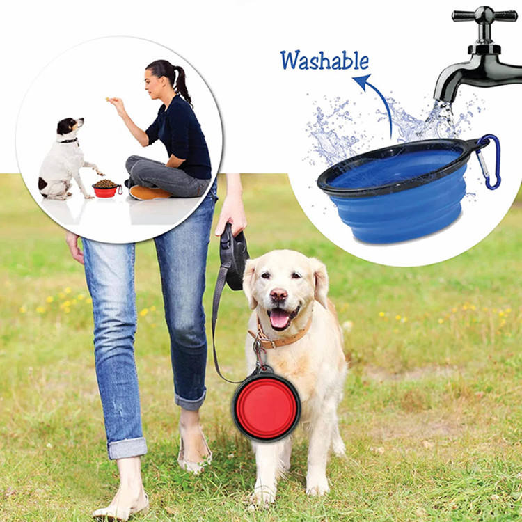 Dog Bowl Pet Collapsible Bowls, 2 Pack, Large, Dog Water Bowls for Cats Dogs, Portable Pet Feeding Watering Dish for Walking Parking Traveling with 2 Carabiners Collapsible Dog Bowls, Travel, Hiking