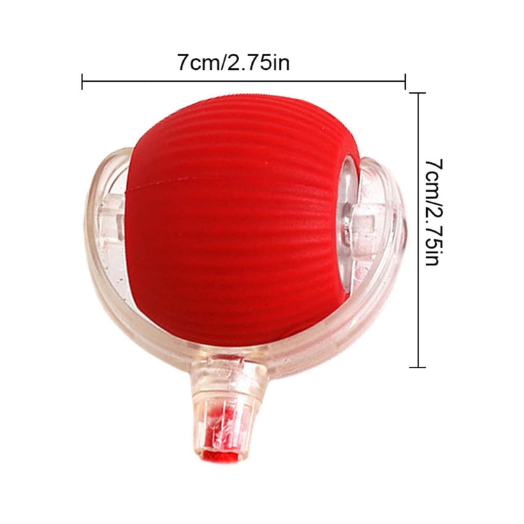 Red ribbed dog toy ball in clear plastic case, 7cm diameter, pet supplies for fun playtime