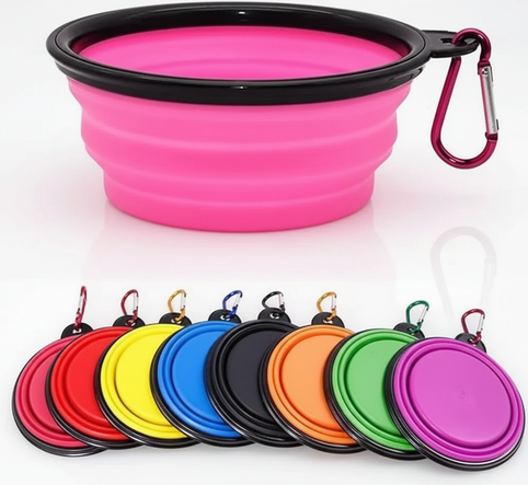 Dog Bowl Pet Collapsible Bowls, 2 Pack, Large, Dog Water Bowls for Cats Dogs, Portable Pet Feeding Watering Dish for Walking Parking Traveling with 2 Carabiners Collapsible Dog Bowls, Travel, Hiking