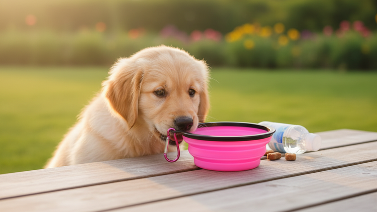 Silicone Foldable Pet Food Water Feeder, Collapsible Travel Bowl for Dog and Cat, Outdoor Portable