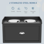 Pet Feeding Station Pet Dish Bowl Set with Storage, 2 Elevated Dog Bowls for Large Sized Dogs, Black