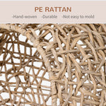 20.5" Weaved Cat Bed, Elevated Hand-woven Braided Banana Leaf Kitten House Condo with Cushion, Beige