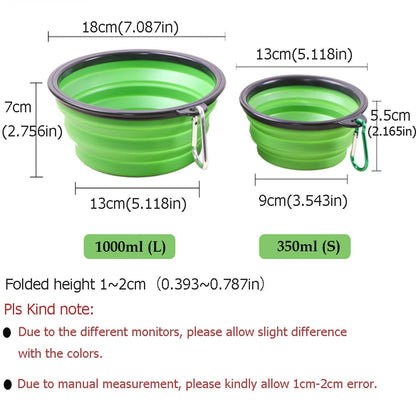 1000ML Pet Bowl Folding Silicone Travel Dog Bowls Walking Portable Water Bowl For Small Medium Dogs Cat Bowls Pet Eating Dishes