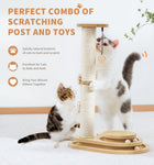 Medium-sized Two-layer Sisal Cat Scratching Post, Indoor Cat Interactive Toy, Wooden Ball Lane Hanging Ball For Kittens.