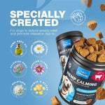 Hemp Calming Soft Chews for Dogs with chamomile, valerian root, and melatonin to reduce anxiety and promote relaxation