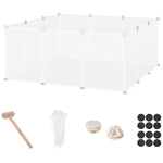 Pet Playpen DIY Small Animal Cage Open Enclosure Portable Plastic Fence 12 Panels for Guinea Pig Hedgehog White, 18" x 14"