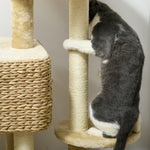 Cat Tree for Indoor Cats w/ Scratching Posts, Condo Cat Tower, Beige