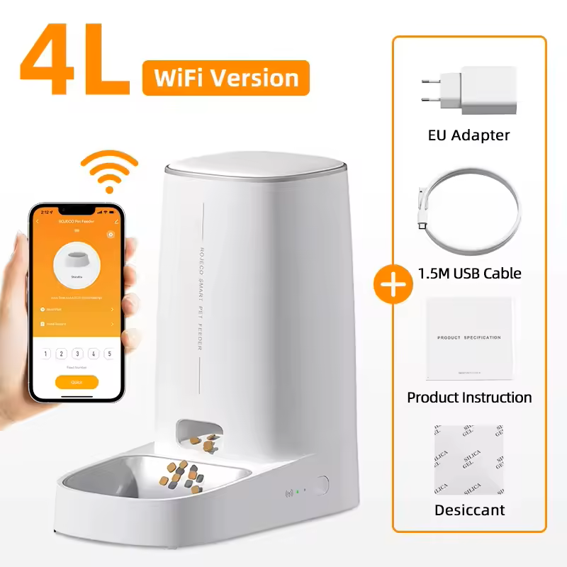 Automatic Cat Feeder Pet Smart Cat Food Kibble Dispenser Remote Control Auto WiFi Double Feeder For Cats Dog Accessories