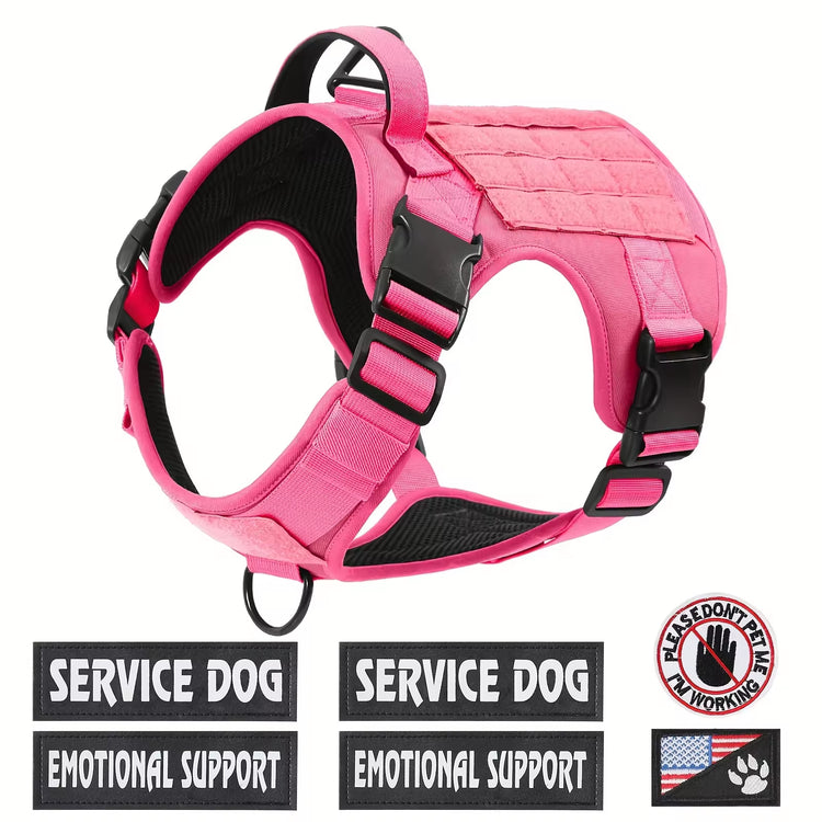 Tactical Pet Chest Service Dog Harness Vest Adjustable Reflective Dog Harness Metal Buckle Hiking Training
