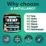Artullano Hemp Calming Chews for dogs – stress & anxiety relief, no soy, GMO, corn, dairy, sugar, or hormones