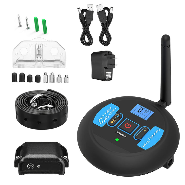 1Set Wireless Electric Dog Fence Pet Shock Boundary Containment System Electric Training Collar For Small Medium Large Dogs