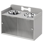 Elevated Dog Bowls with Storage, Raised Dog Bowl Stand with 2 Stainless Steel Bowl for Large Dogs, Gray