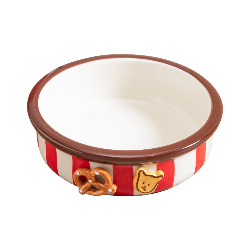 Hand-Painted Ceramic Pet Bowl with Anti-Spill Design