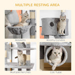 Floor to Ceiling Cat Tree, 94.5-102.5 inch Height Adjustable Cat Climbing Tower with Scratching Posts, Condos, Hammocks