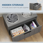 Elevated Dog Bowls, Large Breed Raised Dogs Bowl Stand with 2 Stainless Steel Bowls, Storage Drawer and Slow Feeder Mat