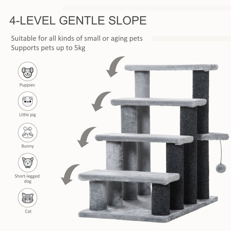 4-Level Gentle Slope Pet Tree for Cats, Puppies, and Small Pets with Soft Platforms and Scratching Posts