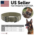Wide Tactical Heavy Duty Nylon Large Dog Collar K9 Military With Metal Buckle