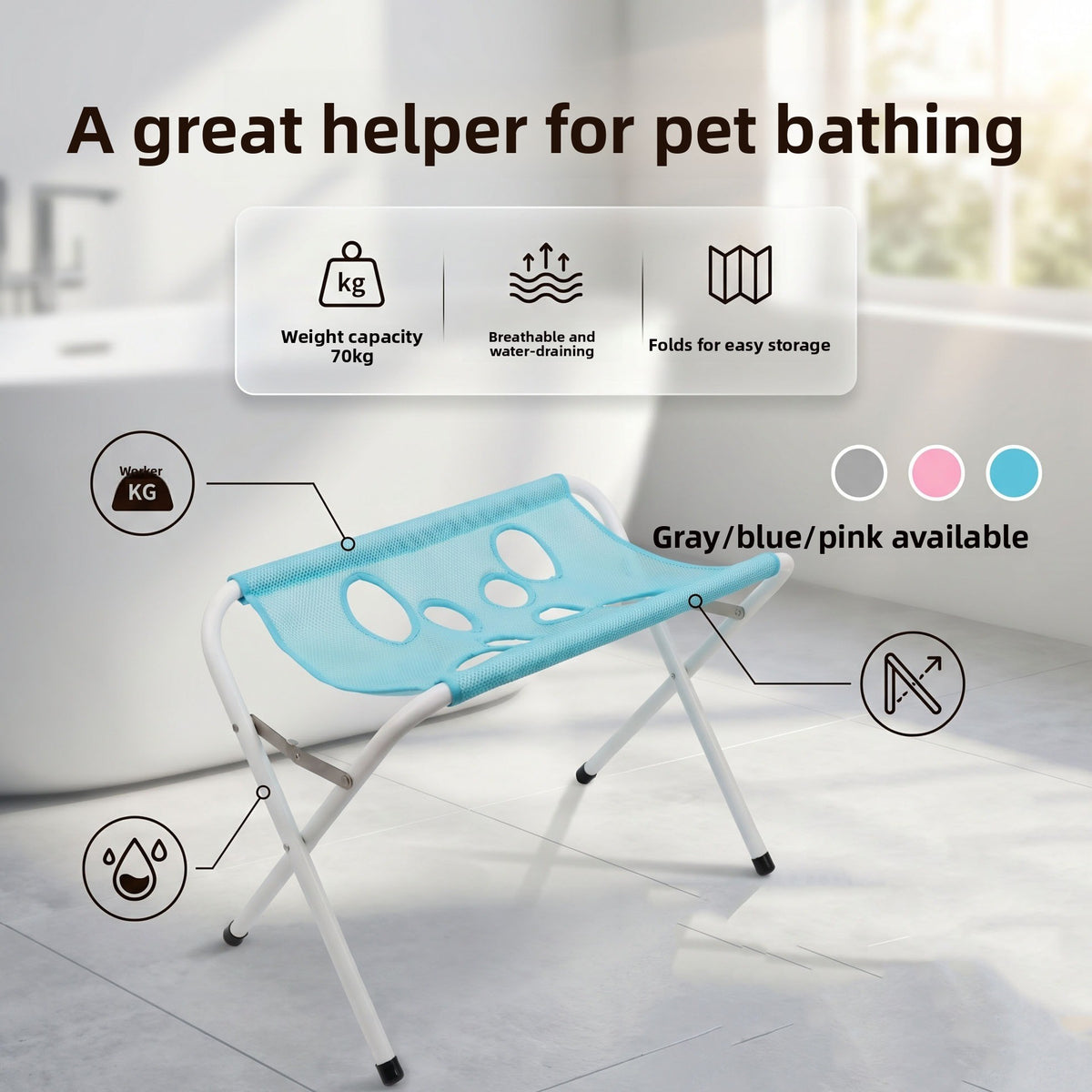 Pet Grooming Hammock | Anti-Scratch Pet Bathing Station, Grooming Holder for Cats & Dogs