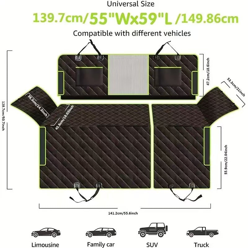 Foldable Pet Car Mat | Front & Rear Row Multifunctional Pet Travel Mat, Waterproof