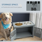 Dog Food Storage Cabinet with Bowls & Dog Feeding Station, Gray