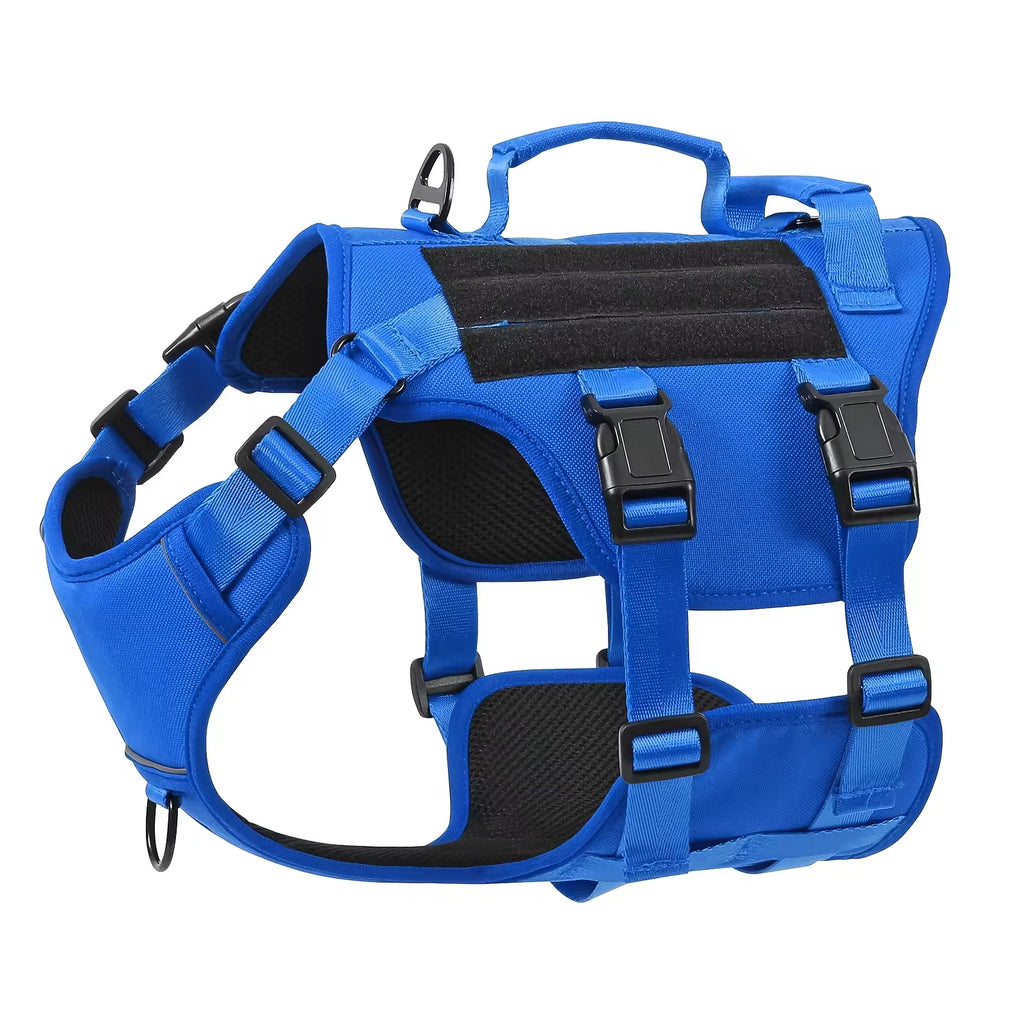 Heat-resistant Durable Nylon Tactical Service Dog Harness, Adjustable No-pull Reflective Vest With Dual Handles For Large Dogs