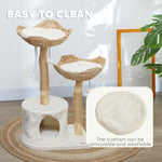 37 Inch Modern Cat Tree w/ Wooden Scratching Posts, Condo, Beds, Cushions, Toy Balls & Anti-Tip Kit