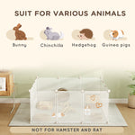 Pet Playpen DIY Small Animal Cage Open Enclosure Portable Plastic Fence 12 Panels for Guinea Pig Hedgehog White, 18" x 14"