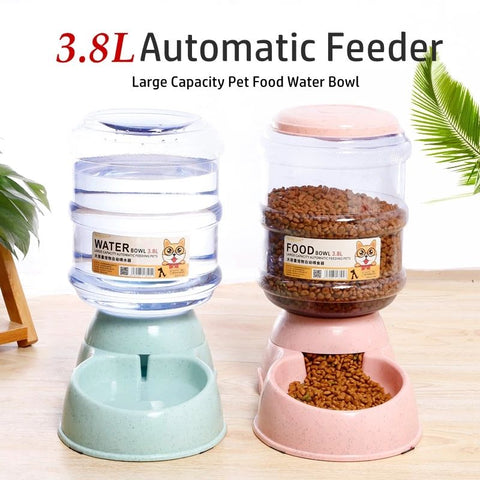 3.8L Large Capacity Automatic Pet Feeder & Water Bowl