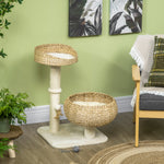 28" Elevated Cat Bed with Sisal Scratching Post for Indoor Kitties, Modern Cat Tree with Cute Basket Design, Small Cat Tree with Fun Ball Toy