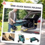 3 Wheel Pet Stroller with Easy One-Click Quick Fold, Mesh Window, Washable Cushion, for Medium Dogs, Dark Green