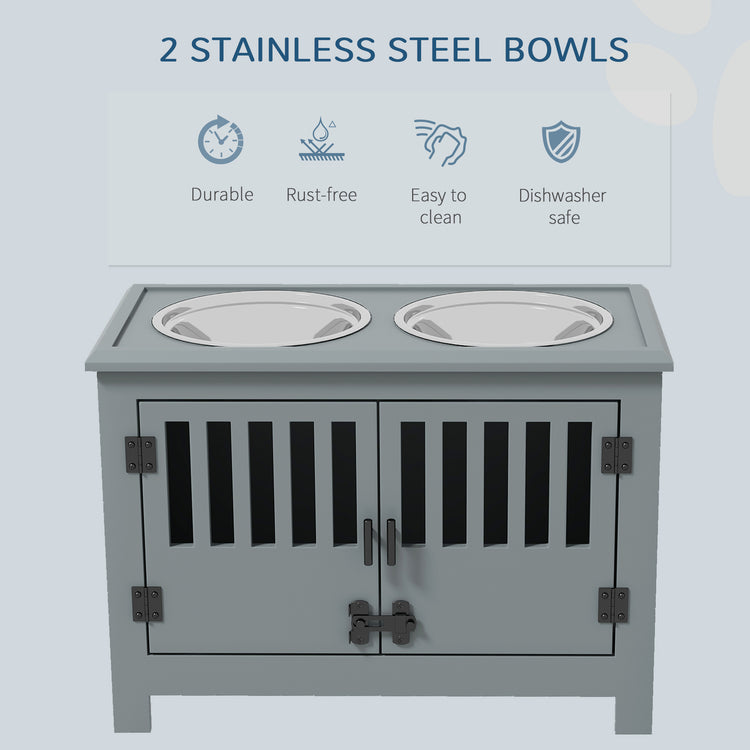 Dog Food Storage Cabinet with Bowls & Dog Feeding Station, Gray