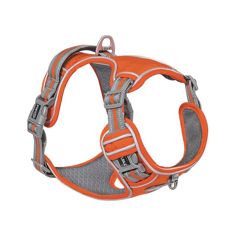 Explosive Red Adventure Dog Harness - Ultimate Safety And Comfort For Large Dogs