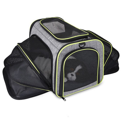 Pet Dog Expandable Carriers Backpack Portable Pet Cat Transport Bag Foldable Mesh Breathable Dog Cat Carriers Car Travel Bag