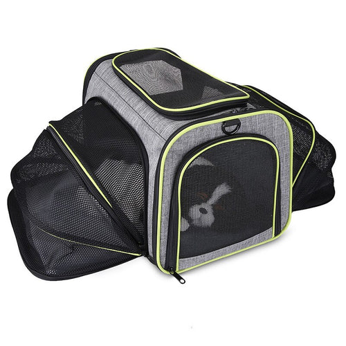 Pet Dog Expandable Carriers Backpack Portable Pet Cat Transport Bag Foldable Mesh Breathable Dog Cat Carriers Car Travel Bag