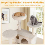 52" Tall Cat Tree Tower With Perches & Condos, Multi-Cat Playground With Scratching Posts (Beige)