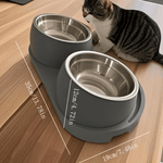 Modern Elevated Pet Food and Water Stainless Steel Bowl, Detachable and Easy to Clean, Space-Saving Dual Compartment Feeder for Medium Pets