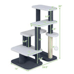 Multi-level cat tree with scratching posts and platforms, perfect for cat climbing and play