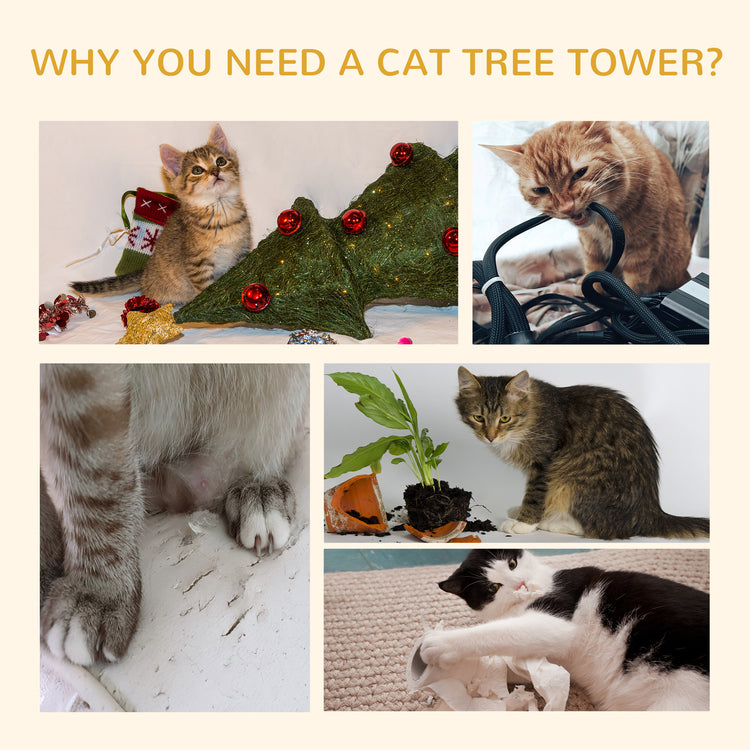 Floor to Ceiling Cat Tree, 94.5-102.5 inch Height Adjustable Cat Climbing Tower with Scratching Posts, Condos, Hammocks