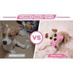 Pink Puppy Chew Toys 6-Pack, Soft Durable Rubber Teething Toys for Puppies & Small Dogs, Safe Non-Toxic Interactive Dog Toys for Small Breeds, Gentle on Teeth & Gums (Basket Not Included)