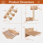 Cat Wall Furniture Set Of 4 With Hammock 2-step Cat Tree And Perch
