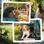 3 Wheel Pet Stroller with Easy One-Click Quick Fold, Mesh Window, Washable Cushion, for Medium Dogs, Dark Green
