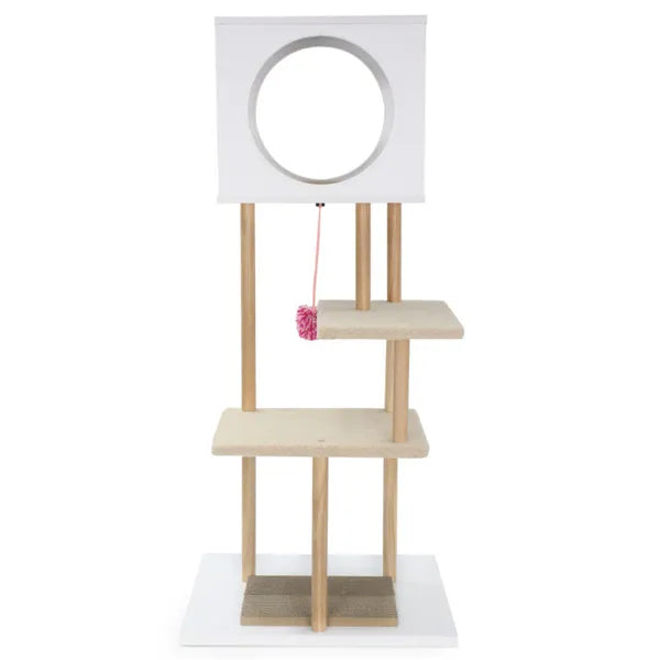Multi-Level Cat Tree With 2 Scratching Pads, Dual-Door Cat Condo & Anti-Tipping Kit For Indoor Cats